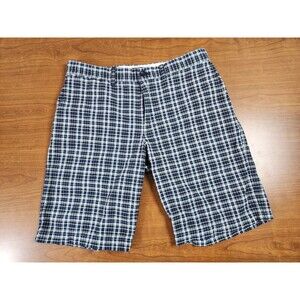 Banana Republic Mens Shorts Blue & White Plaid 100% Cotton Size 33